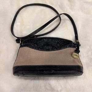 Brahmin Crossbody Animal Print Embossed Leather & Raffia Bag